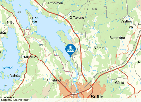 Byälven, Sandbackens badplats på kartan