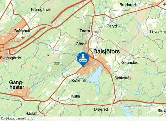 Dalsjöbadet på kartan