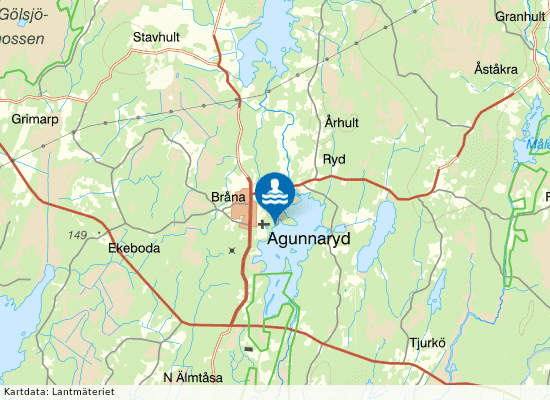 Agunnarydsjön på kartan