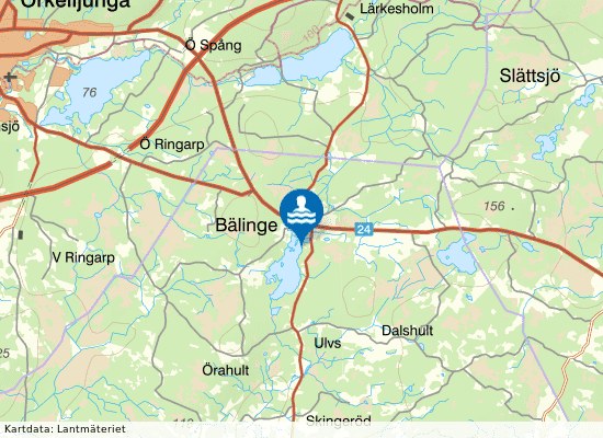 Bälingesjön på kartan