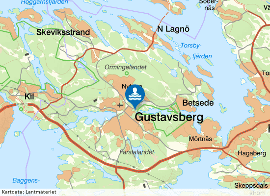 Gustavsbergsbadet på kartan