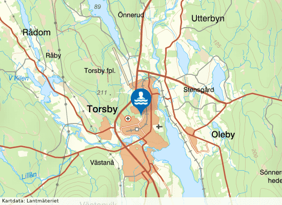 Torsbybadet på kartan