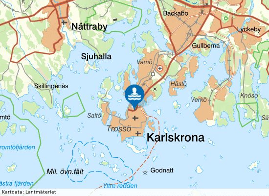 Simhall & varmbadhus på kartan