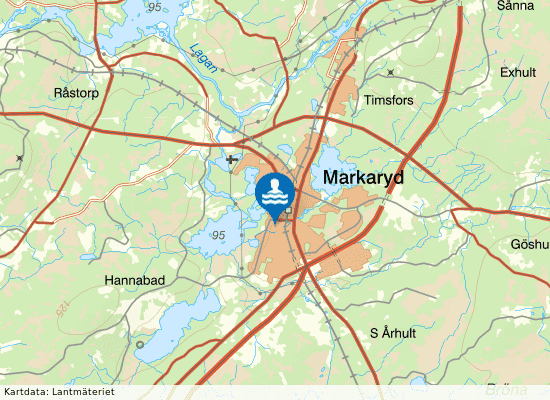 Hannabadet, Markaryds kommun på kartan