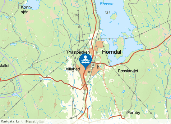 Horndals simhall på kartan