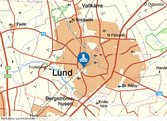 Actic Lund - Högevallsbadet på kartan