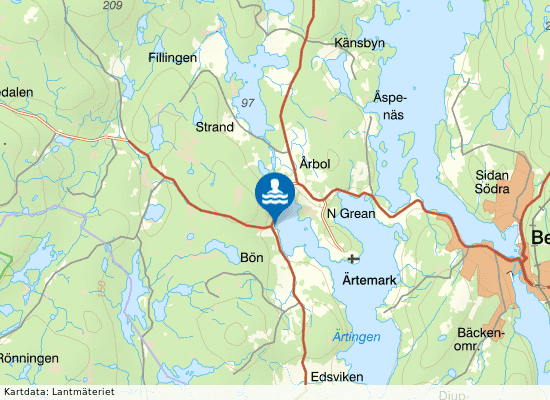 Bönkasen Ärtingen, Årbol på kartan