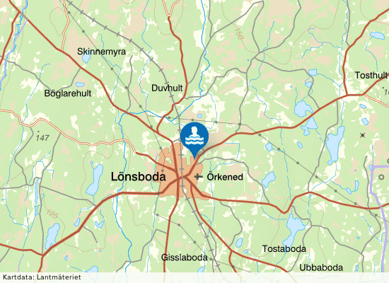 Lönsboda simhall på kartan