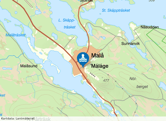 Malå sport & simhall på kartan