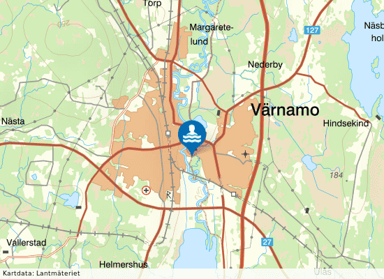 Värnamo simhall på kartan