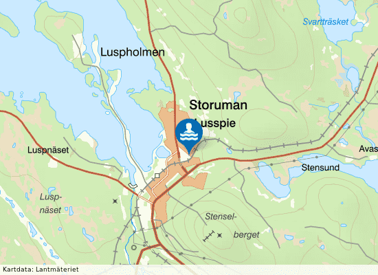 Storumans badhus på kartan