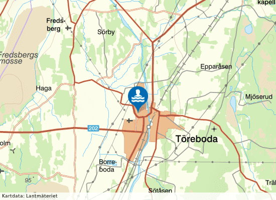 Töreboda simhall på kartan