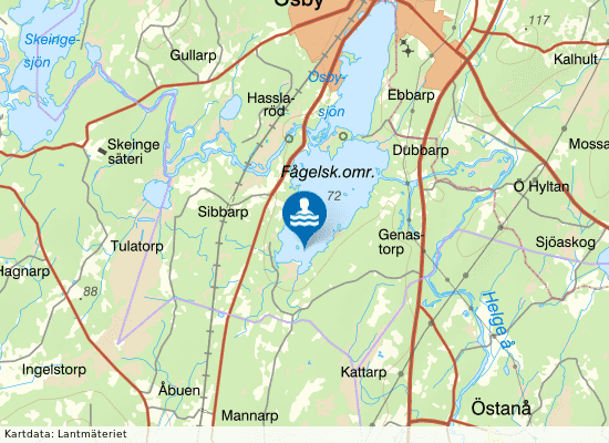 Sjöängen, Osbysjön på kartan