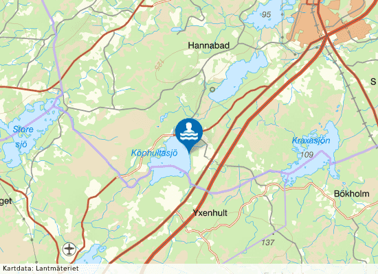 Köphultssjön östra på kartan