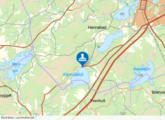 Köphultssjön norra på kartan