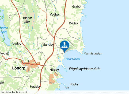 Sandbybadet på kartan