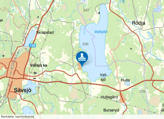 Vallsjöbadet på kartan