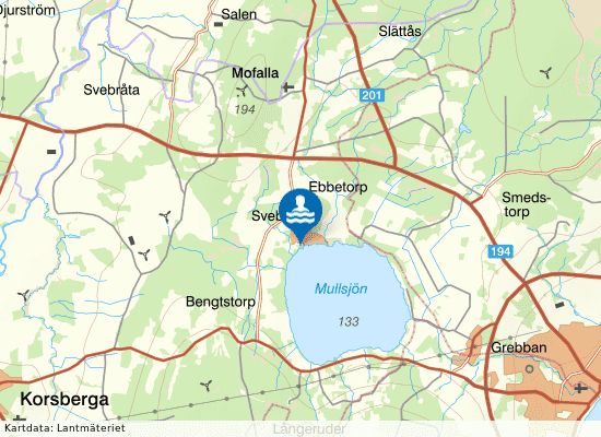 Mullsjön, Mofalla station på kartan