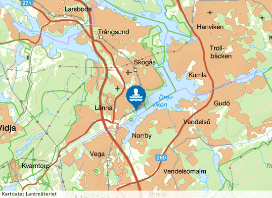 Drevviken, Lännabadet på kartan