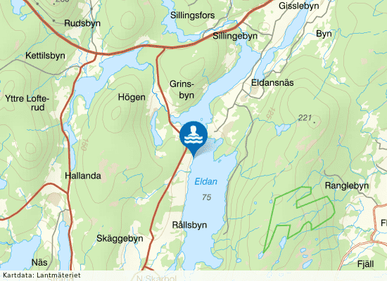Eldans badplats på kartan
