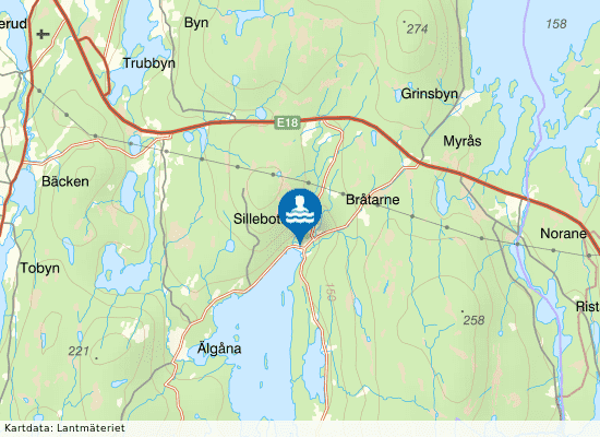 Östra Silen, Sillebotten på kartan