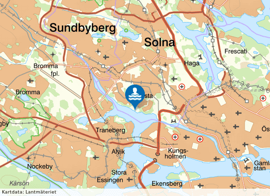 Ulvsundasjön, Huvudsta strand på kartan