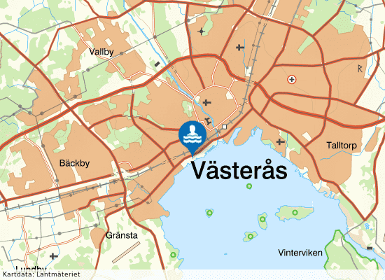 Lögarängsbadet, Västerås, Västerås på kartan