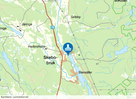 Badplats Skebo, Skebo bruk,  på kartan