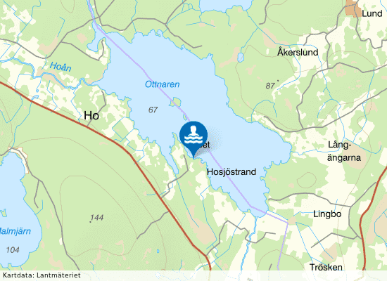 Ottnaren, Hosjöstrand på kartan