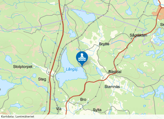 Långsjön, Via på kartan