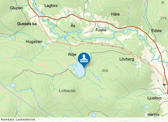 Röjesjöns badplats, Ljustorp på kartan