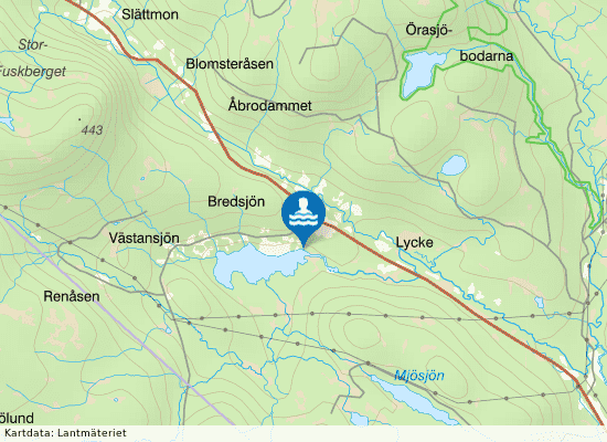 Bredsjöns badplats på kartan
