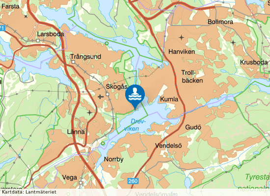 Drevviken, Badudden på kartan