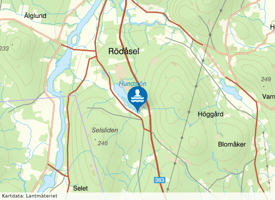 Hundsjön på kartan