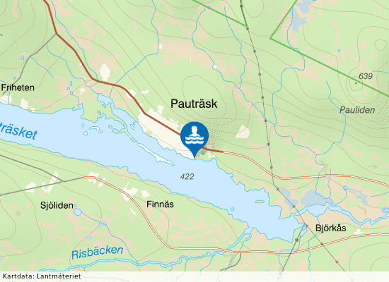 Pauträsks badplats på kartan