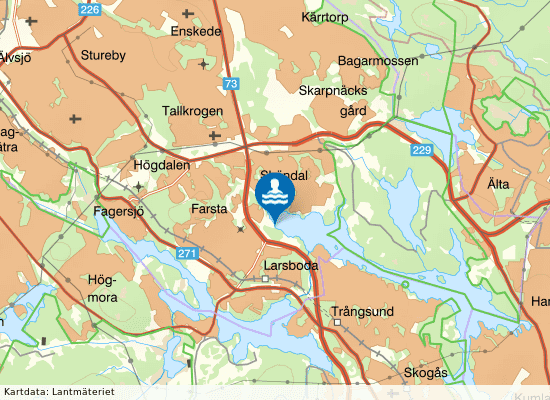 Drevviken, Hökarängsbadet på kartan