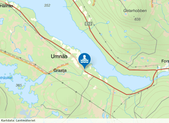 Umnäs badplats på kartan