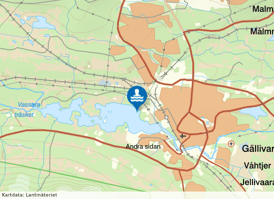 Vassaraträsket, Sandviken Gäll på kartan