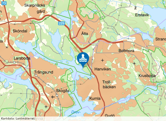 Drevviken, Skrubbastrandbad på kartan