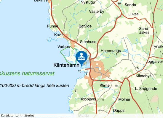 Klinte: Klintehamn badbrygga på kartan