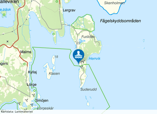 Rute: Furillens badplats på kartan