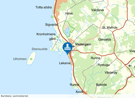 Västergarn: Västergarn badplats på kartan