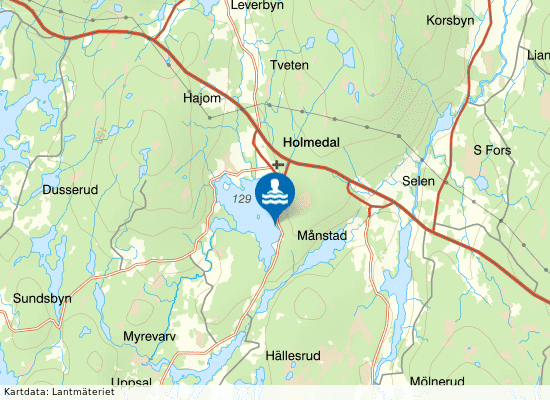 Badplats Holmedalssjön på kartan