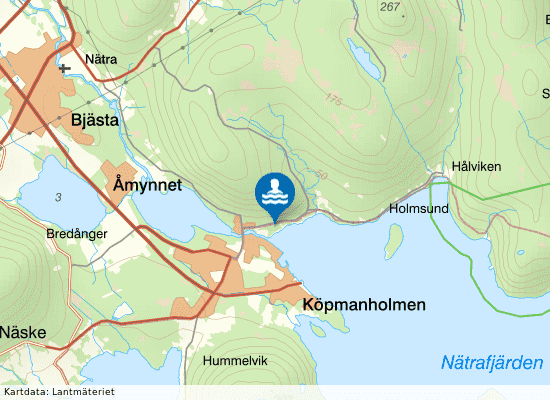 Köpmanholmens havsbad på kartan
