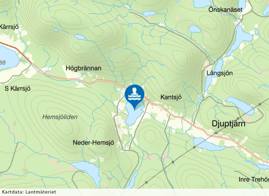 Kantsjöns badplats på kartan
