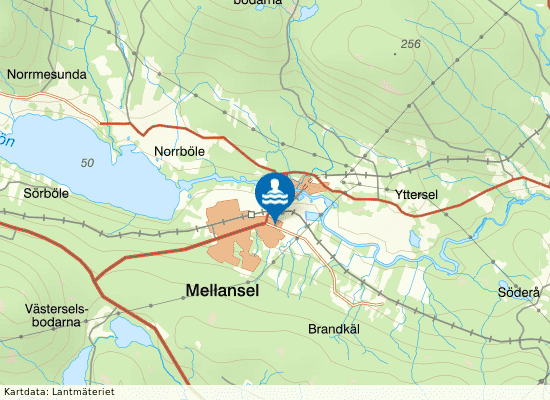 Mellansels friluftsbad på kartan