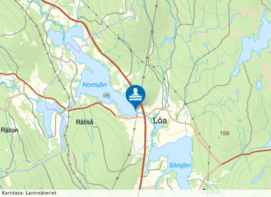 Norrsjöns badplats på kartan