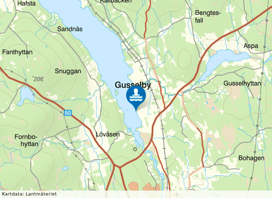 Gusselbys bad & campingplats, Råsvalen på kartan