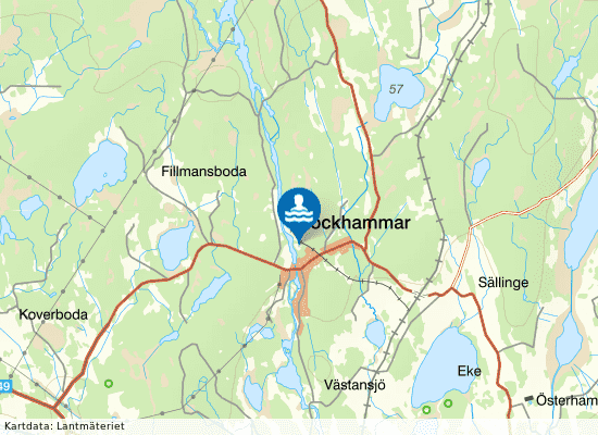 Rockhammarsbadet på kartan