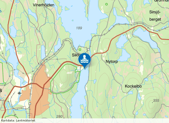 Kaffesumpens badplats på kartan